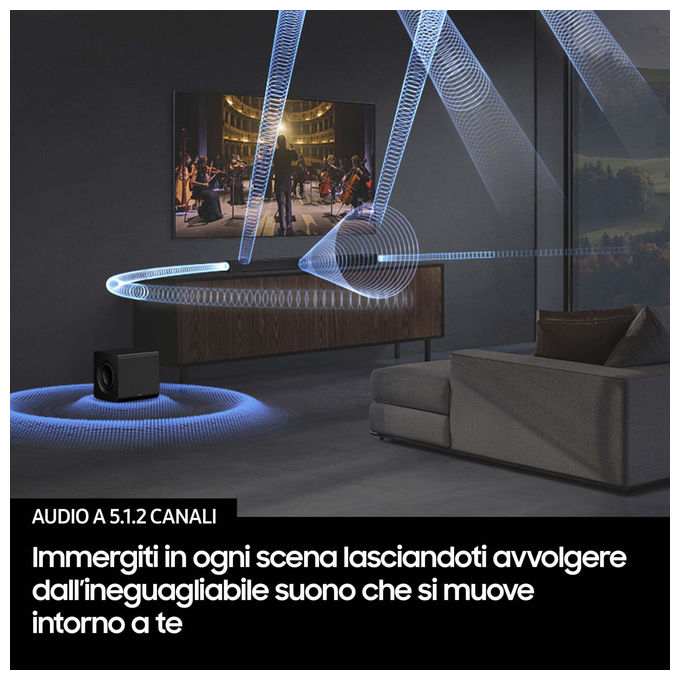 Samsung HW-QS700F-ZF Soundbar 3.1.2 canali Dolby Atmos Wireless 345W Q-Symphony SpaceFit Sound colore Nero