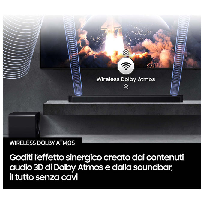 Samsung HW-QS700F-ZF Soundbar 3.1.2 canali Dolby Atmos Wireless 345W Q-Symphony SpaceFit Sound colore Nero