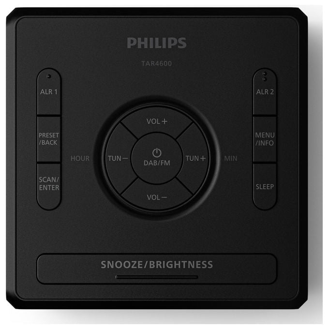 Philips TAR4600-10 Radiosveglia Digitale DAB+ FM Display LCD Doppia Sveglia Porta USB-C colore Nero