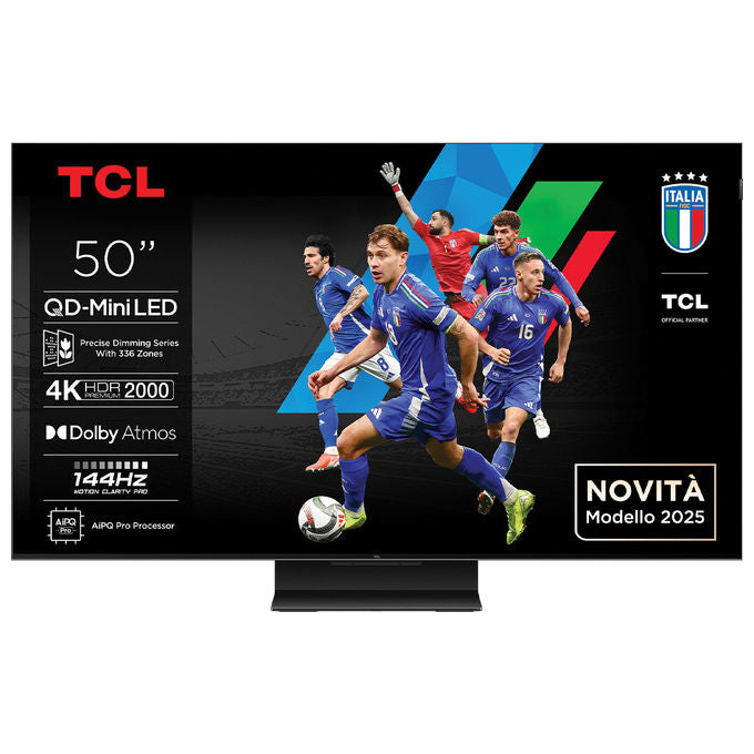 TCL 50C79K Smart TV 50'' QD-Mini LED 4K Ultra HD Google TV 144 Hz Dolby Vision IQ Dolby Atmos 4 HDMI 2.1 colore Metallico