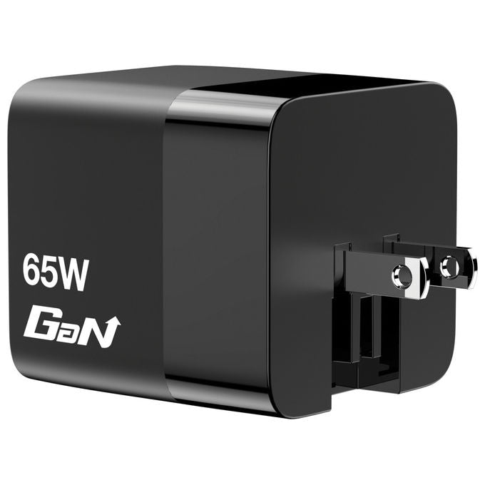Verbatim 32217 GaN Caricatore da Parete 65W 2 Porte USB-C PD 3.0 USB-A QC 3.0 Cavo Retrattile Integrato 0.8m Spine EU UK US colore Nero
