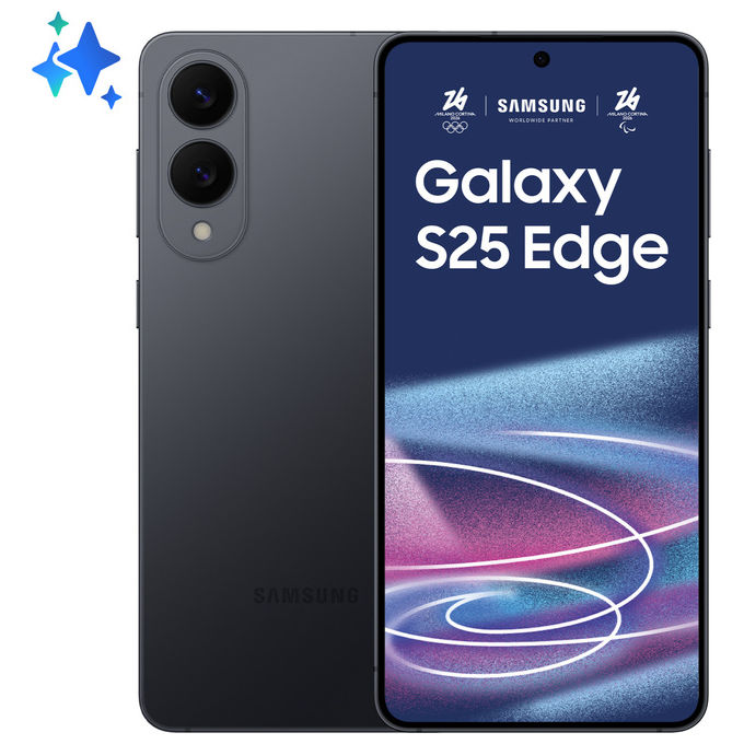 Samsung SM-S937BZKDEUE Galaxy S25 Edge Smartphone AI 6.7'' QHD+ Dynamic AMOLED 2X Snapdragon 8 Elite 12GB RAM 256GB 5G IP68 colore Nero