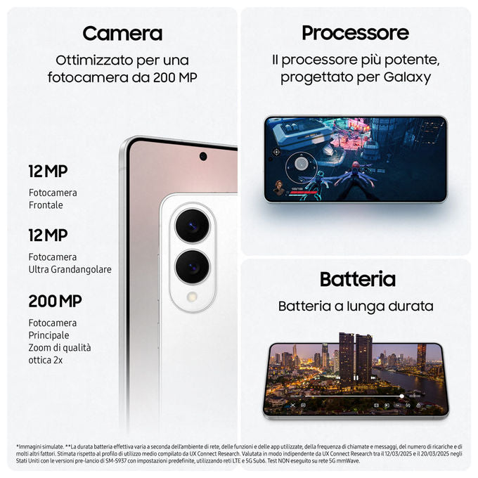 Samsung SM-S937BZKDEUE Galaxy S25 Edge Smartphone AI 6.7'' QHD+ Dynamic AMOLED 2X Snapdragon 8 Elite 12GB RAM 256GB 5G IP68 colore Nero