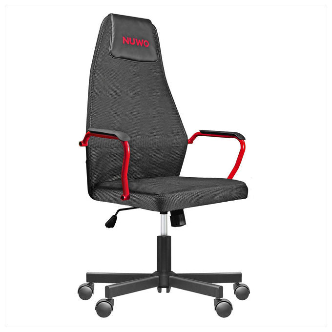 Nuwo GC24HF.GRR.001 Grid Sedia Gaming Ergonomica Rete Traspirante Portata 110 Kg Braccioli Fissi colore Rosso e Nero
