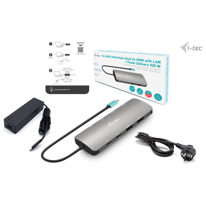 I-tec Docking Station USB-C Nano 2x Display con PD 100W