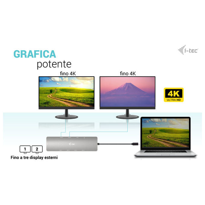 I-tec Docking Station USB-C Nano 2x Display con PD 100W