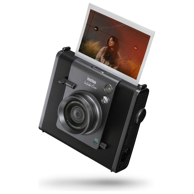 Fujifilm WIDE EVO Instax Fotocamera Istantanea Ibrida Grandangolare 16mm f-2.4 100 Combinazioni Effetti Bluetooth USB-C colore Nero