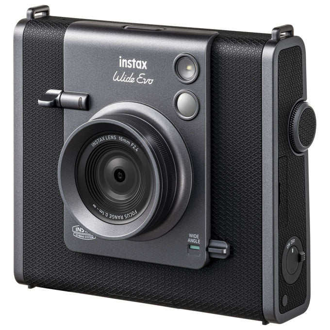 Fujifilm WIDE EVO Instax Fotocamera Istantanea Ibrida Grandangolare 16mm f-2.4 100 Combinazioni Effetti Bluetooth USB-C colore Nero