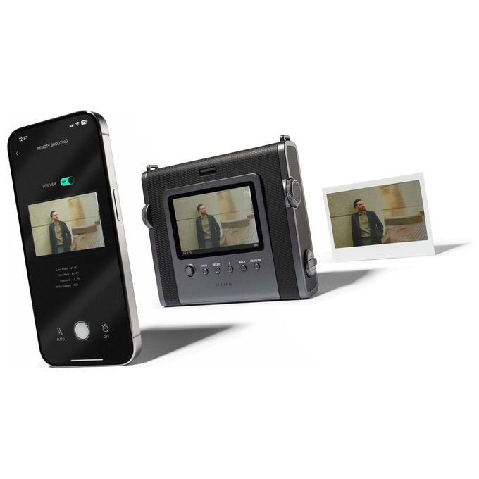 Fujifilm WIDE EVO Instax Fotocamera Istantanea Ibrida Grandangolare 16mm f-2.4 100 Combinazioni Effetti Bluetooth USB-C colore Nero