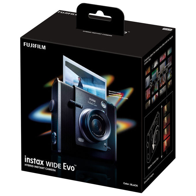 Fujifilm WIDE EVO Instax Fotocamera Istantanea Ibrida Grandangolare 16mm f-2.4 100 Combinazioni Effetti Bluetooth USB-C colore Nero