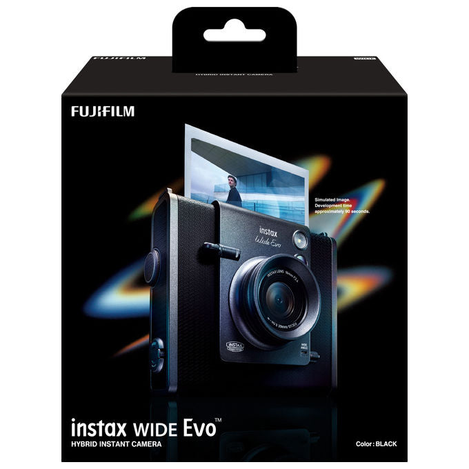 Fujifilm WIDE EVO Instax Fotocamera Istantanea Ibrida Grandangolare 16mm f-2.4 100 Combinazioni Effetti Bluetooth USB-C colore Nero