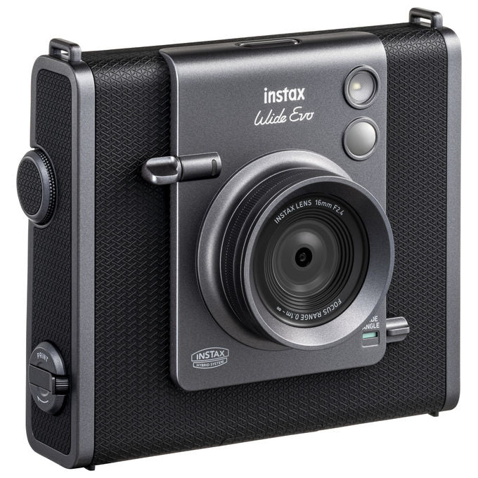 Fujifilm WIDE EVO Instax Fotocamera Istantanea Ibrida Grandangolare 16mm f-2.4 100 Combinazioni Effetti Bluetooth USB-C colore Nero