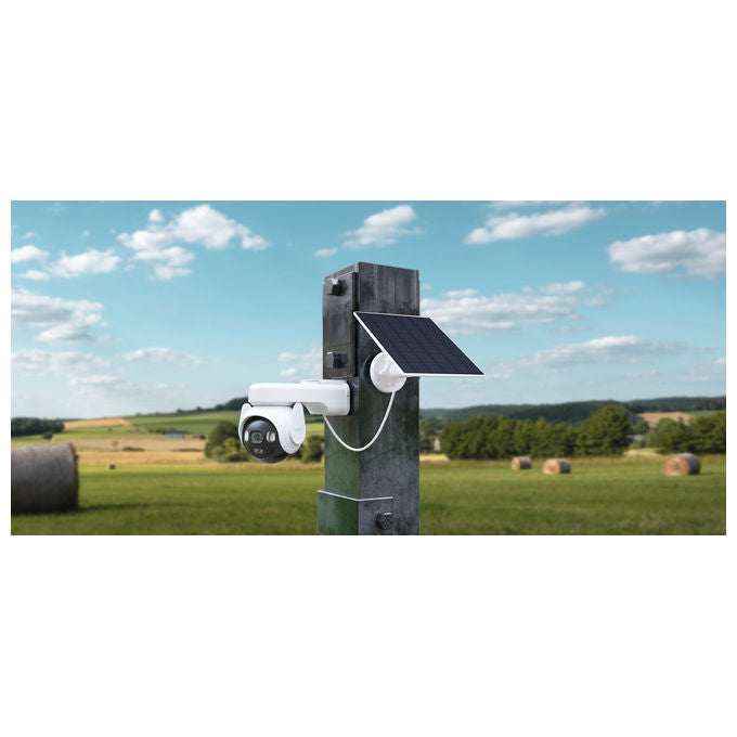 Imou IPC-B7ED-5M1TEA-EU FSP14 AOV PT Kit Telecamera da Esterno 4G Wi-Fi 5MP 3K PTZ Batteria 10000mAh Pannello Solare 5W IP66 SIM inclusa colore Bianco