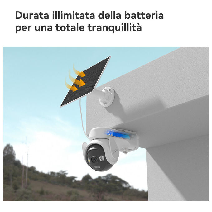 Imou IPC-B7ED-5M1TEA-EU FSP14 AOV PT Kit Telecamera da Esterno 4G Wi-Fi 5MP 3K PTZ Batteria 10000mAh Pannello Solare 5W IP66 SIM inclusa colore Bianco