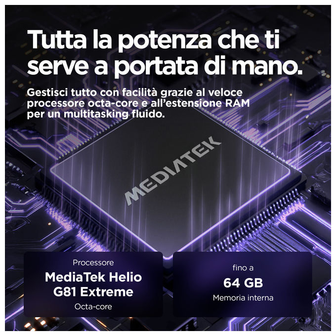 Motorola PB6S0013FR Moto E15 Smartphone 4G 6.67'' 2 GB RAM 64 GB Android 14 Go Doppia SIM 5200 mAh colore Blu