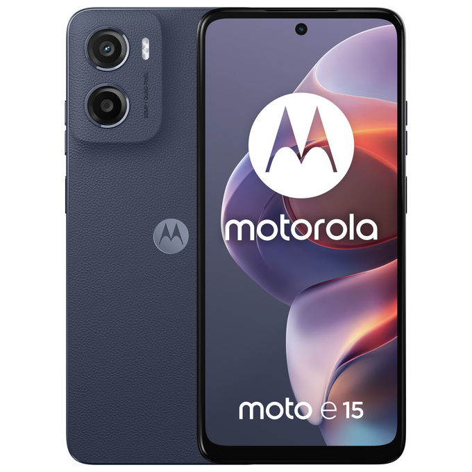 Motorola PB6S0013FR Moto E15 Smartphone 4G 6.67'' 2 GB RAM 64 GB Android 14 Go Doppia SIM 5200 mAh colore Blu