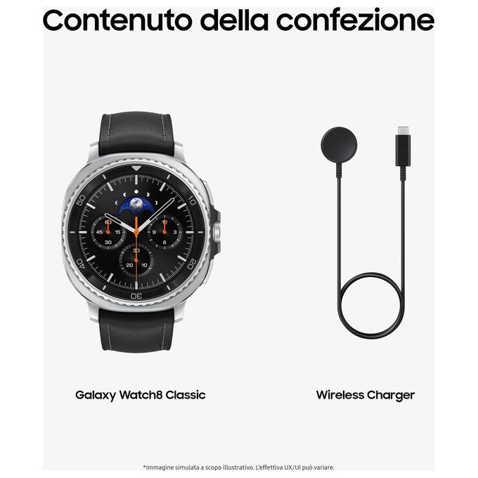 Samsung SM-L500NZKAITV Galaxy Watch8 Classic Smartwatch 46mm Super AMOLED Wear OS 2 GB 64 GB Bluetooth NFC GPS colore Nero