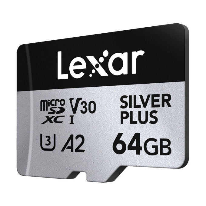 Lexar LMSSIPL064G-BNNNG Silver Plus Scheda MicroSDXC 64 GB UHS-I U3 V30 A2 205 MB-s colore Nero Argento