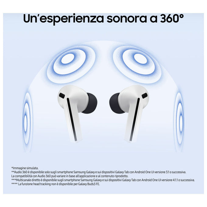 Samsung SM-R420NZKAITV Galaxy Buds3 FE Auricolari Wireless In-ear TWS ANC Audio 360 Gemini AI IP54 Autonomia 30h colore Nero