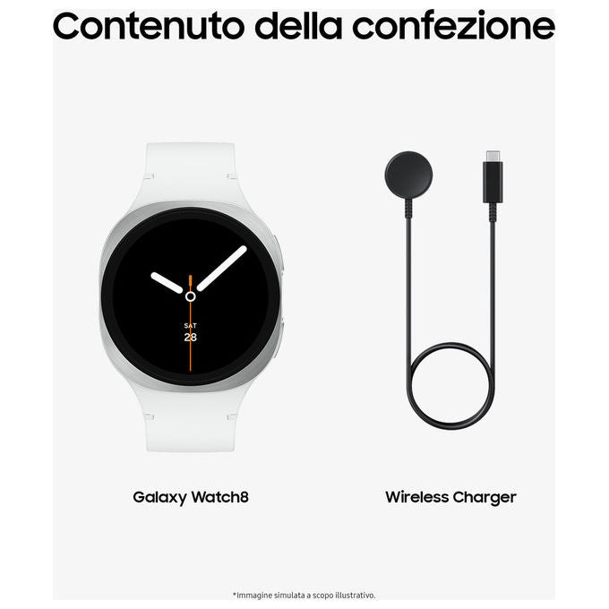 Samsung SM-L320NZSAITV Galaxy Watch8 Smartwatch 40mm Bluetooth AMOLED Galaxy AI Monitoraggio Salute e Sonno colore Argento