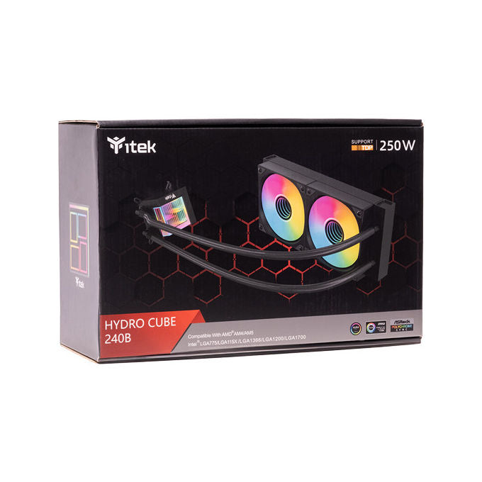 Itek Hydro Cube 240B KIT_ Raffreddamento a Liquido 12cm Nero
