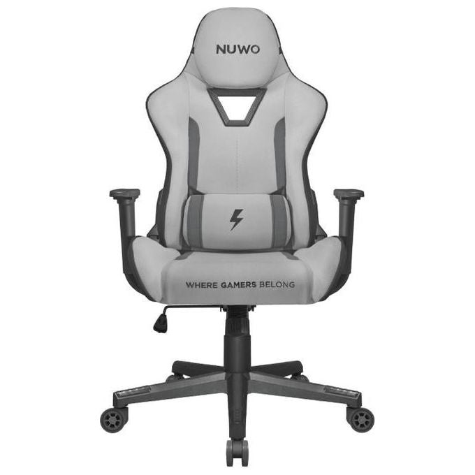 Nuwo Sedia gaming Jupite bianca e grigia in stoffa