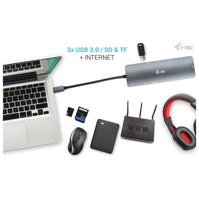 I-tec Docking Station USB-C 4K HDMI LAN con Power Delivery 100W