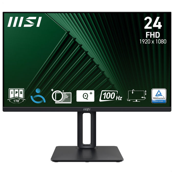 MSI PRO MP245PG Monitor PC 23,8'' IPS Full HD 1920x1080 100Hz 1ms Pivot Regolazione Altezza HDMI DisplayPort colore Nero