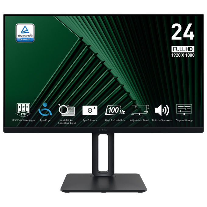 MSI PRO MP245PG Monitor PC 23,8'' IPS Full HD 1920x1080 100Hz 1ms Pivot Regolazione Altezza HDMI DisplayPort colore Nero
