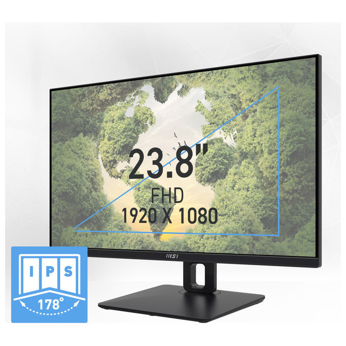 MSI PRO MP245PG Monitor PC 23,8'' IPS Full HD 1920x1080 100Hz 1ms Pivot Regolazione Altezza HDMI DisplayPort colore Nero