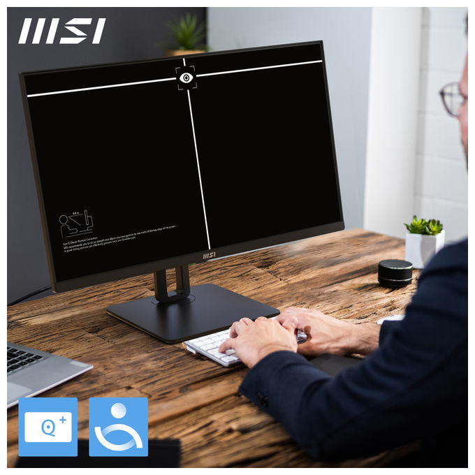 MSI PRO MP245PG Monitor PC 23,8'' IPS Full HD 1920x1080 100Hz 1ms Pivot Regolazione Altezza HDMI DisplayPort colore Nero