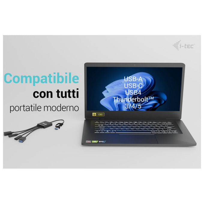I-tec Hub Usb-c-usb-a 4 Porte con 2x Usb-c e 2x Usb-a