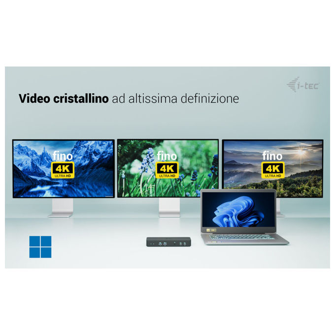 I-tec Docking station USB-C Triple Display 4K alimentazione 100W