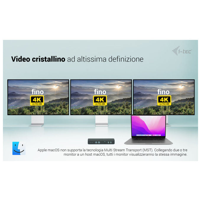 I-tec Docking station USB-C Triple Display 4K alimentazione 100W