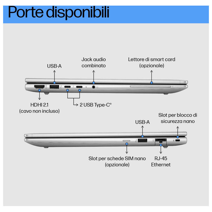HP Computer portatile Elitebook 640 G11 14 pollici WUXGA Intel Core Ultra 5 16 GB RAM 512 GB SSD colore Argento