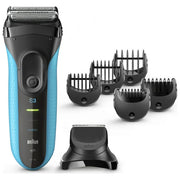 Braun 3010BT Series 3 Rasoio elettrico uomo secco e umido 3 testine autonomia 45 min colore Blu