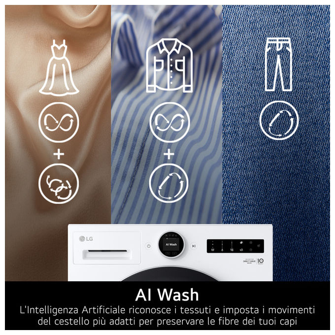 LG F4X7011TWB Serie X7 Lavatrice Frontale 11 Kg 1400 rpm Classe A AI DD TurboWash 360 Wi-Fi Vapore (85x60x56.5 cm) colore Bianco
