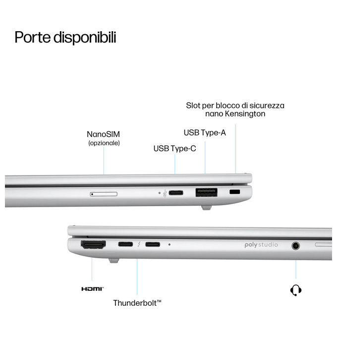 HP G1i Computer portatile 13.3'' Intel Core Ultra 5 16GB RAM 512GB SSD Windows 11 Pro Argenteo
