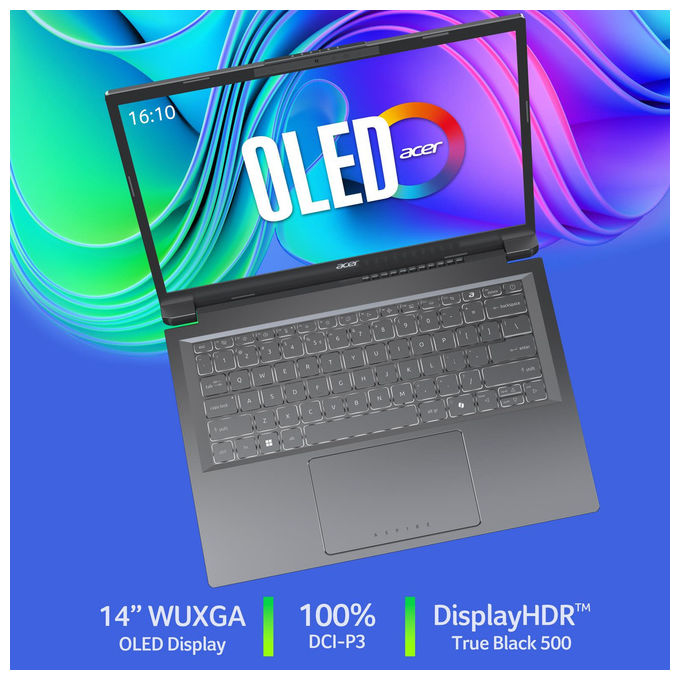 Acer Notebook Aspire 14 AI A14 52M 5067 Intel Core Ultra 5 16GB RAM 512GB SSD 14 pollici OLED Grigio colore Grigio