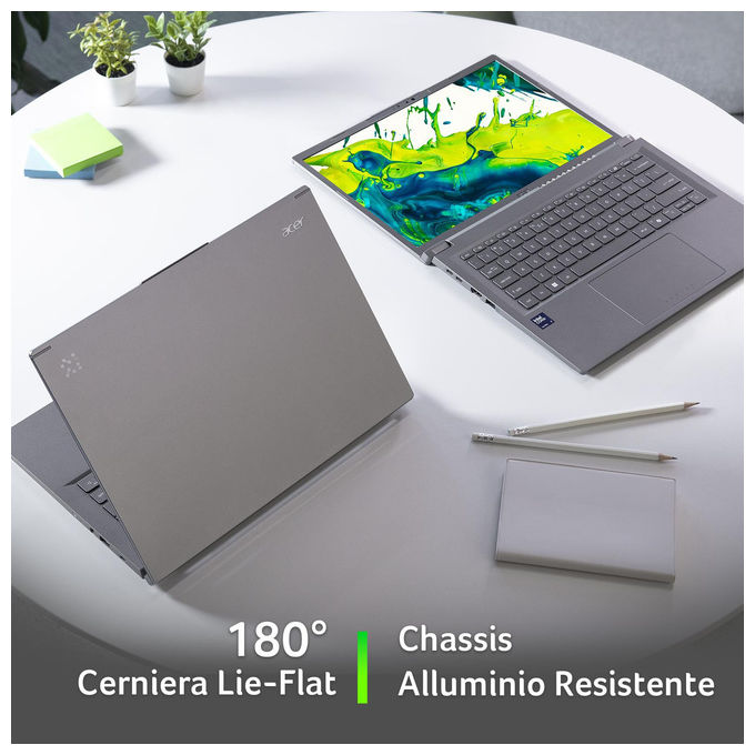 Acer Notebook Aspire 14 AI A14 52M 5067 Intel Core Ultra 5 16GB RAM 512GB SSD 14 pollici OLED Grigio colore Grigio