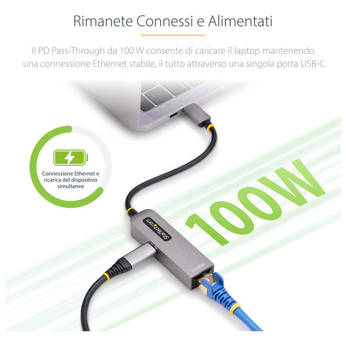 Startech.com Adattatore Ethernet USB-C 1Gbps con PD 100W