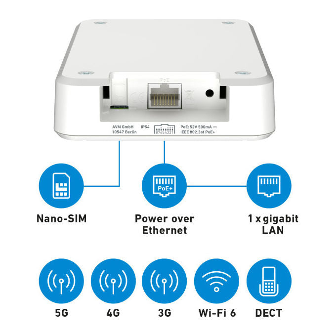 FRITZ! 20003071 FRITZ!Box 6860 5G Edition International Router Wireless Dual-band Wi-Fi 6 3000 Mbit-s Gigabit Ethernet NanoSIM PoE