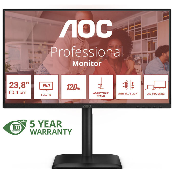 Aoc 24E4Cv Monitor Pc 23.8'' Full Hd Led Nero