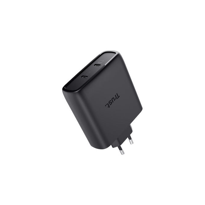 Trust 25527 Maxo Caricabatteria USB-C GaN 2 Porte 100W Ricarica Rapida Power Delivery 3.0 PPS colore Nero