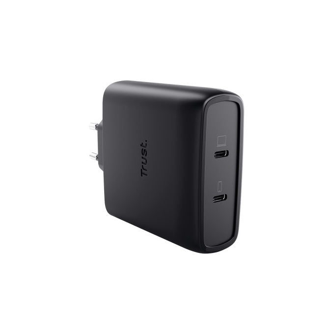 Trust 25527 Maxo Caricabatteria USB-C GaN 2 Porte 100W Ricarica Rapida Power Delivery 3.0 PPS colore Nero