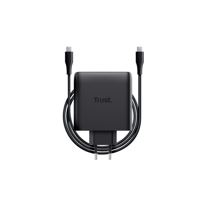 Trust 25527 Maxo Caricabatteria USB-C GaN 2 Porte 100W Ricarica Rapida Power Delivery 3.0 PPS colore Nero