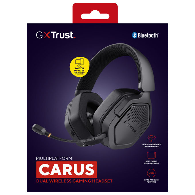 Trust GXT 493 Carus Cuffie Gaming Bluetooth Nere