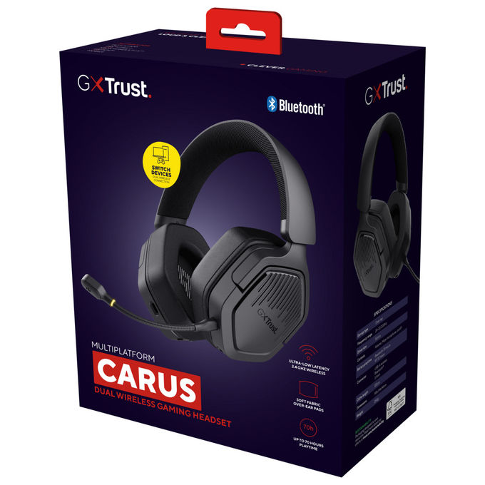 Trust GXT 493 Carus Cuffie Gaming Bluetooth Nere