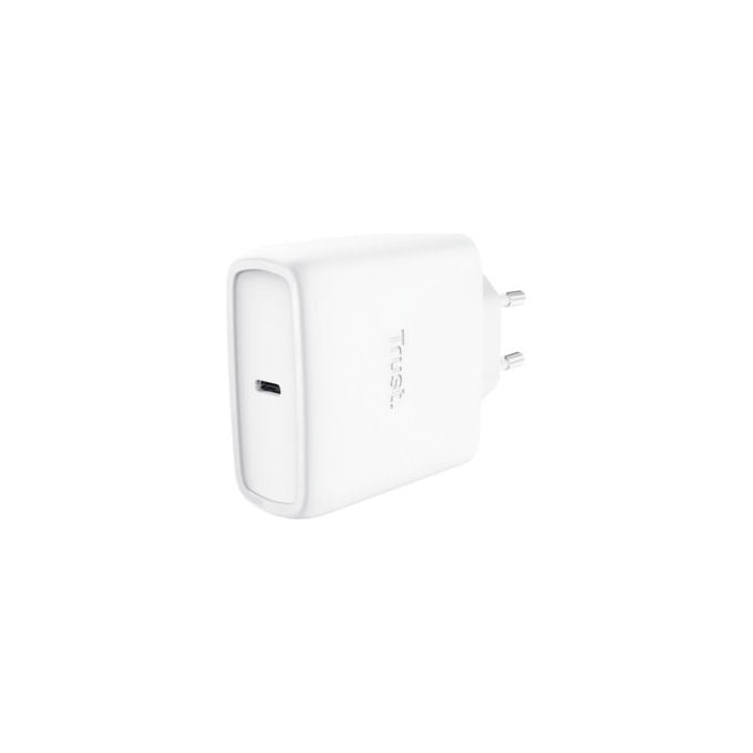 Trust Caricabatteria USB-C GaN 65W Ricarica Rapida con Cavo 2m Bianco