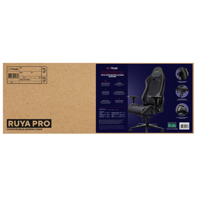 Trust GXT 721 Ruya Pro Sedia Gaming Universale braccioli 4D supporto lombare regolabile pistone classe 4 150 Kg colore Nero